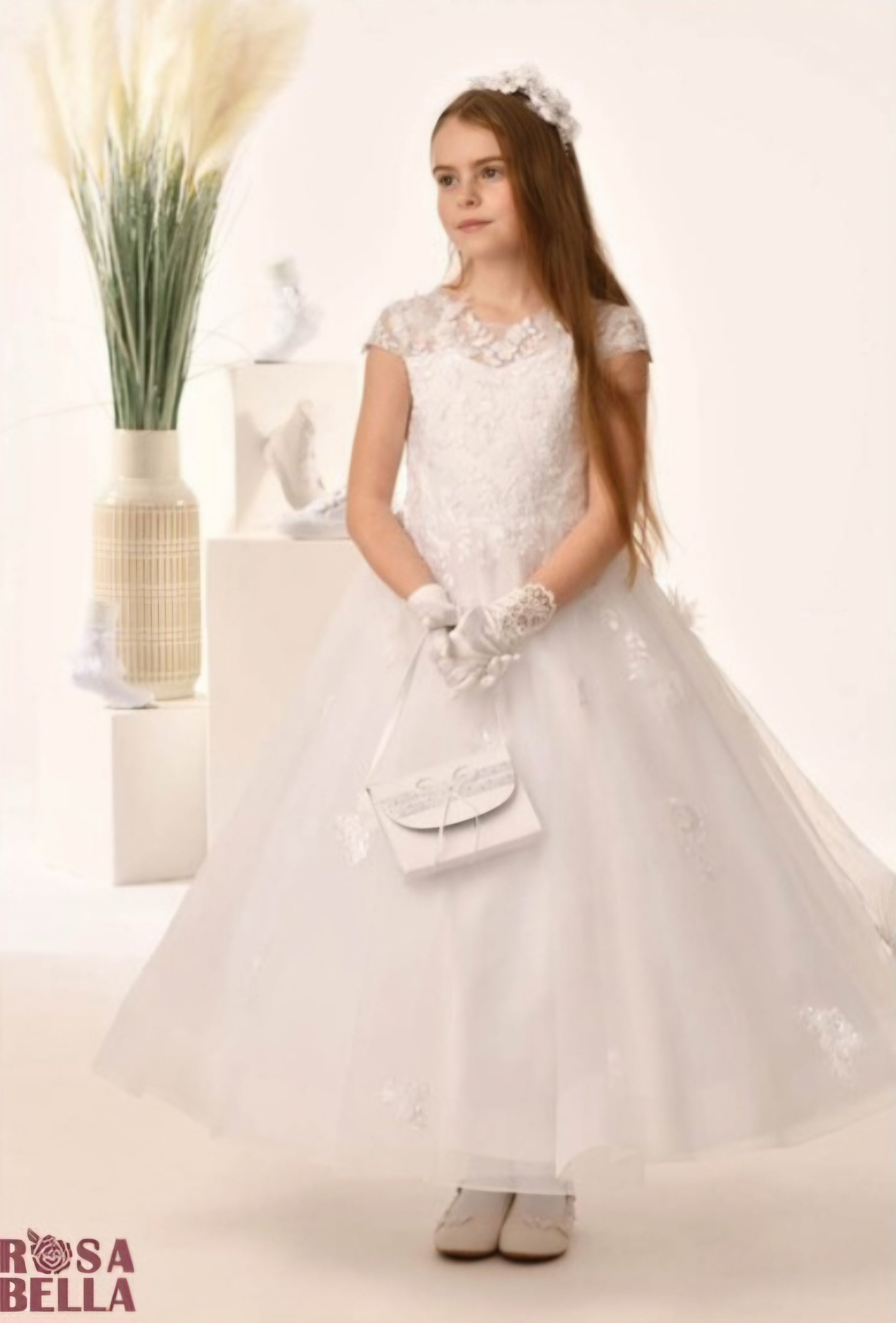 SALE COMMUNION DRESS Rosa Bella By Sweetie Pie Girls White Communion Dress:- RB667 AGE 7