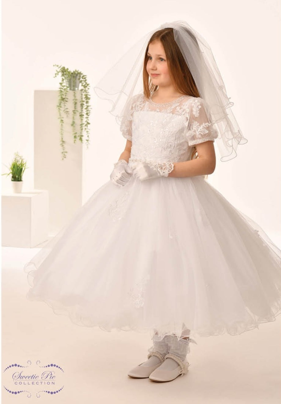 Sweetie Pie Girls White Communion Dress:- 5005