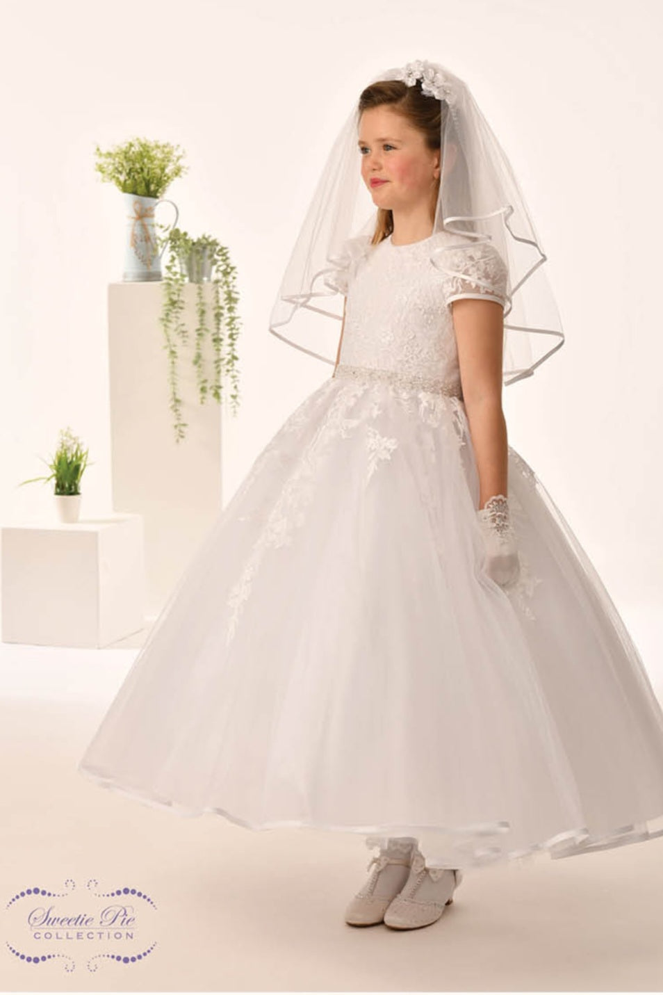 Sweetie Pie Girls White Communion Dress:- 5010