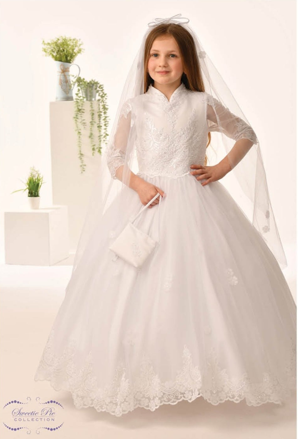 SALE COMMUNION DRESS Sweetie Pie Girls White Communion Dress:- 5013 AGE 7