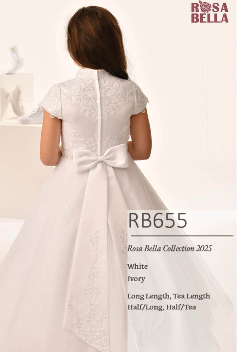 Rosa Bella By Sweetie Pie Girls White Communion Dress:- RB655