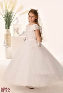 Rosa Bella By Sweetie Pie Girls White Communion Dress:- RB658