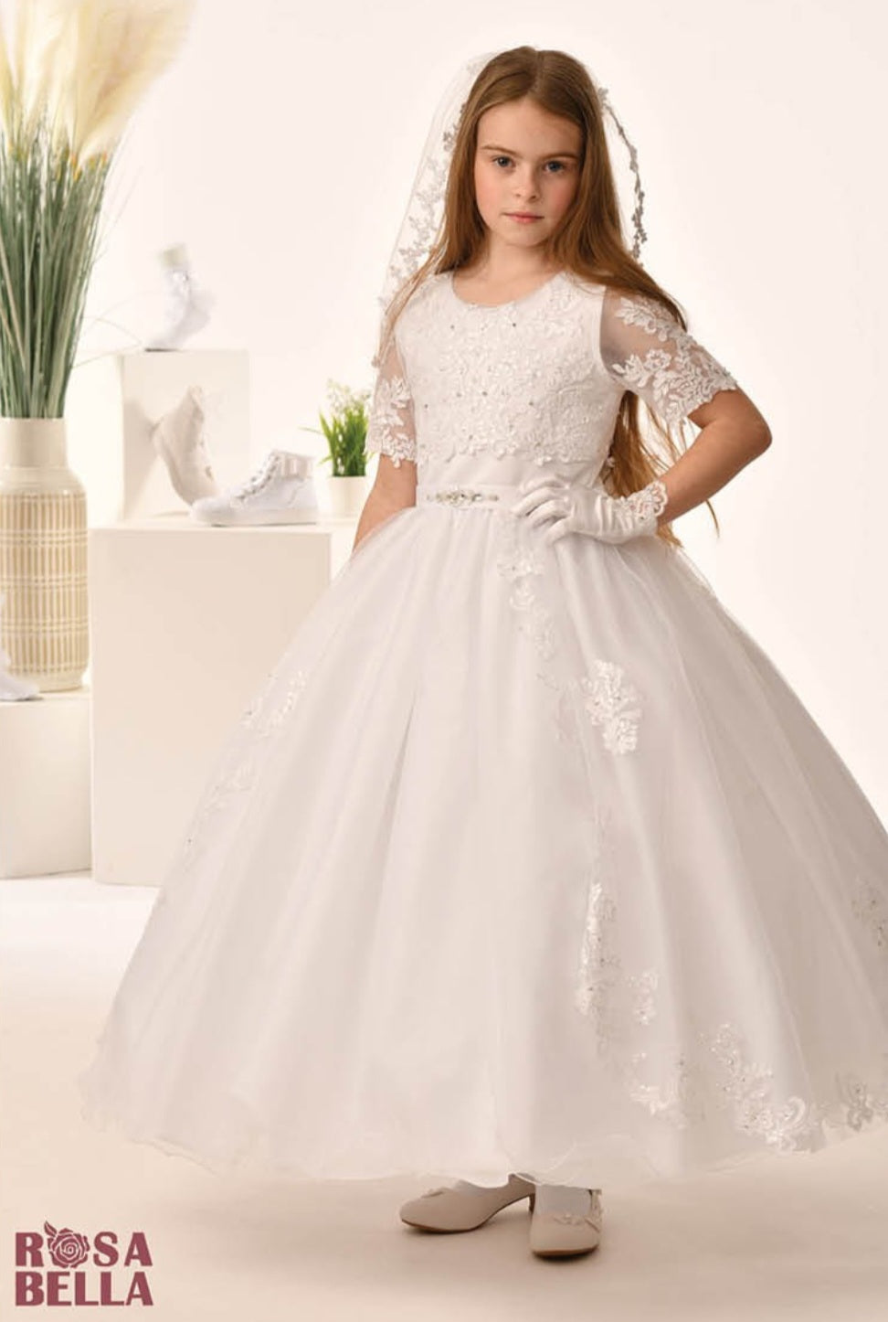 SALE COMMUNION DRESS Rosa Bella By Sweetie Pie Girls White Communion Dress:- RB660 AGE 9