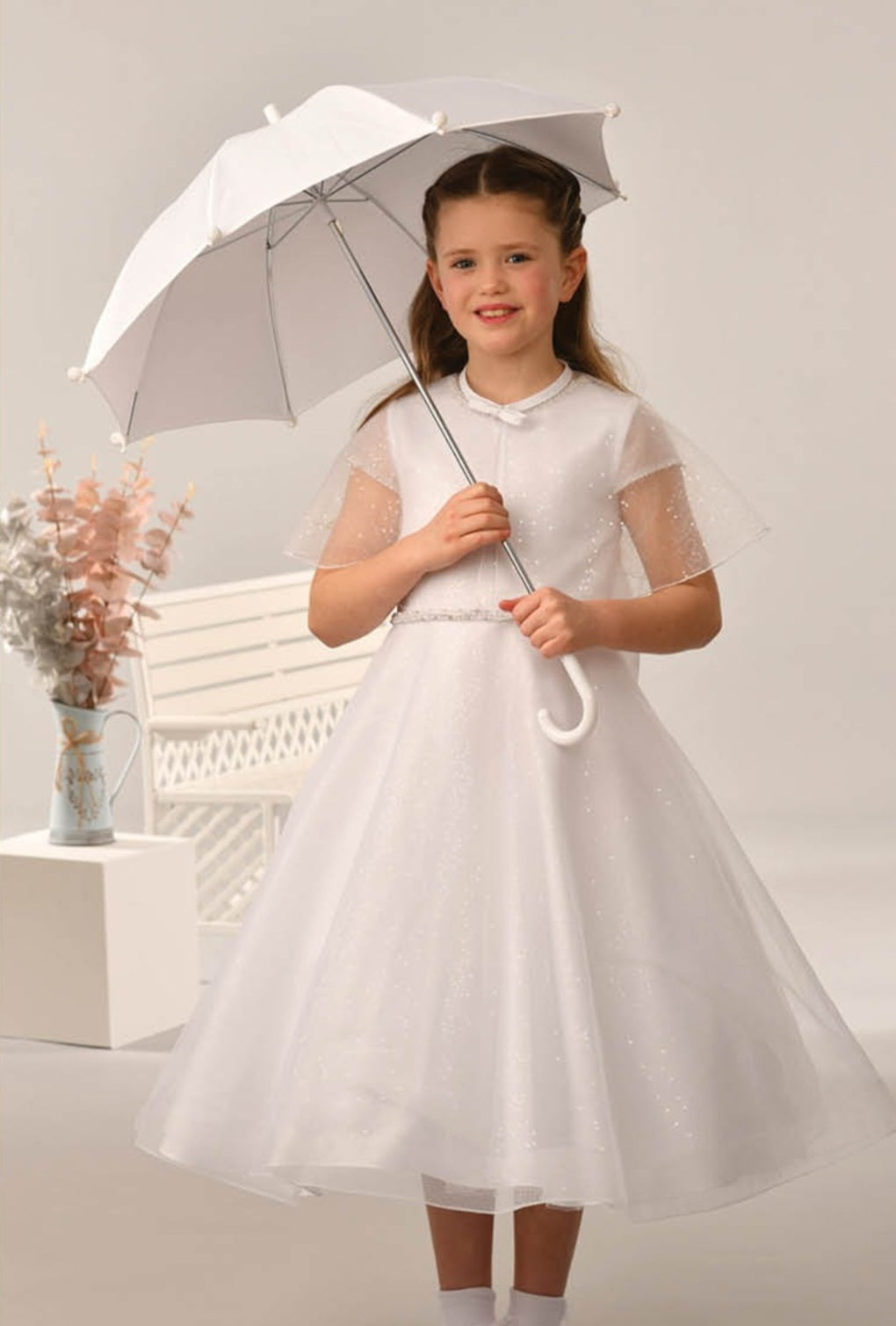 Sienna Rose By Sweetie Pie Girls White Communion Dress:- SR722