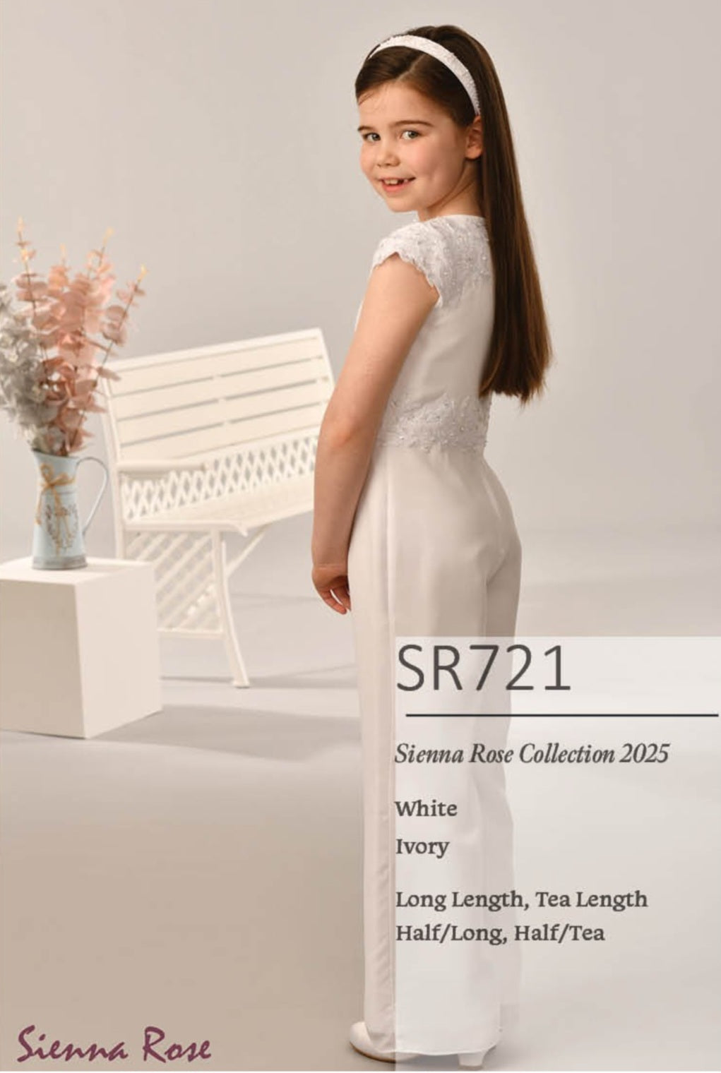 SALE COMMUNION DRESS Sienna Rose By Sweetie Pie Girls White Communion Jumpsuit:- SR721S AGE 7