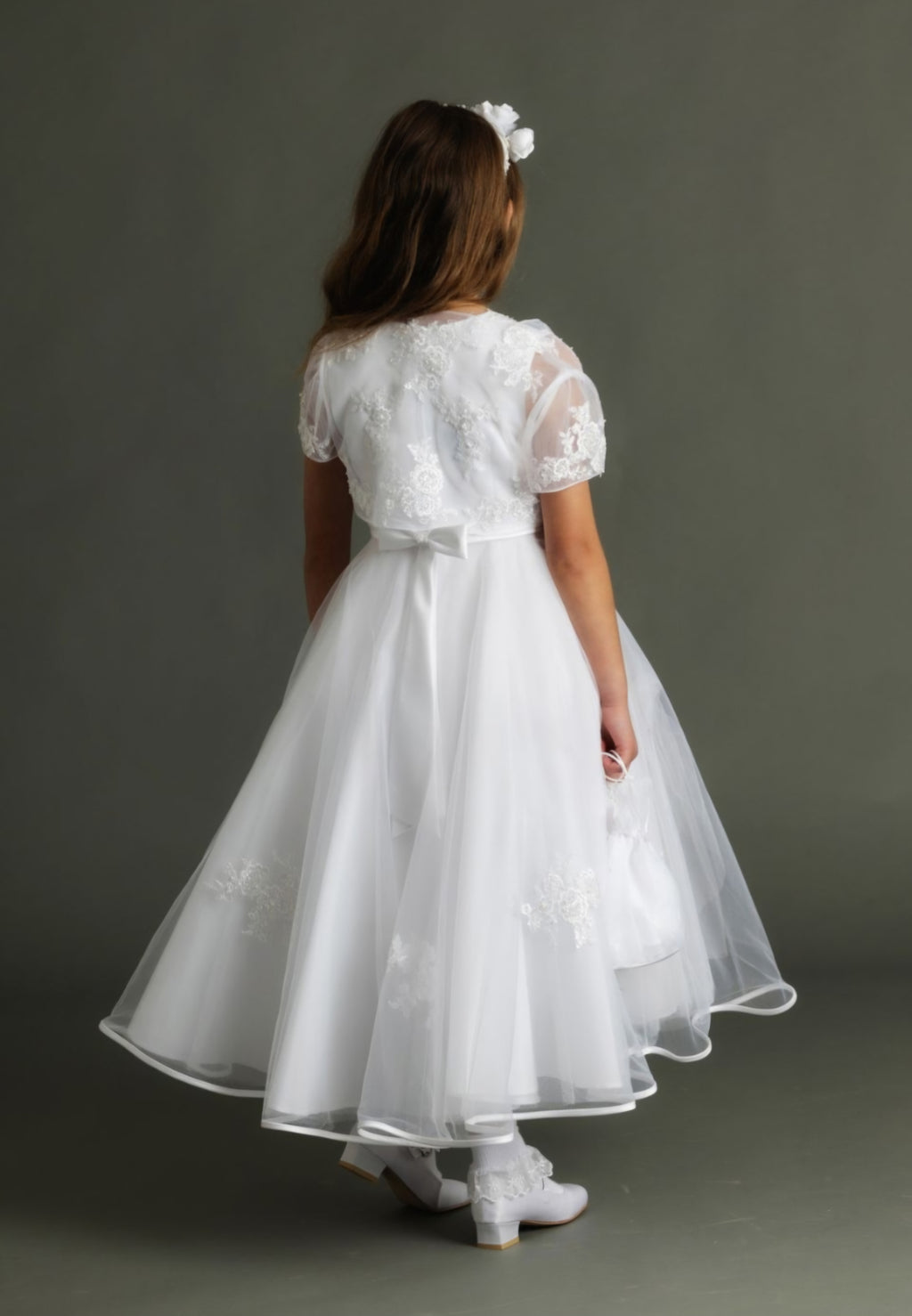 SALE COMMUNION DRESS Celebrations Girls White Communion Dress:- Jelly Tots 2412 Age 8
