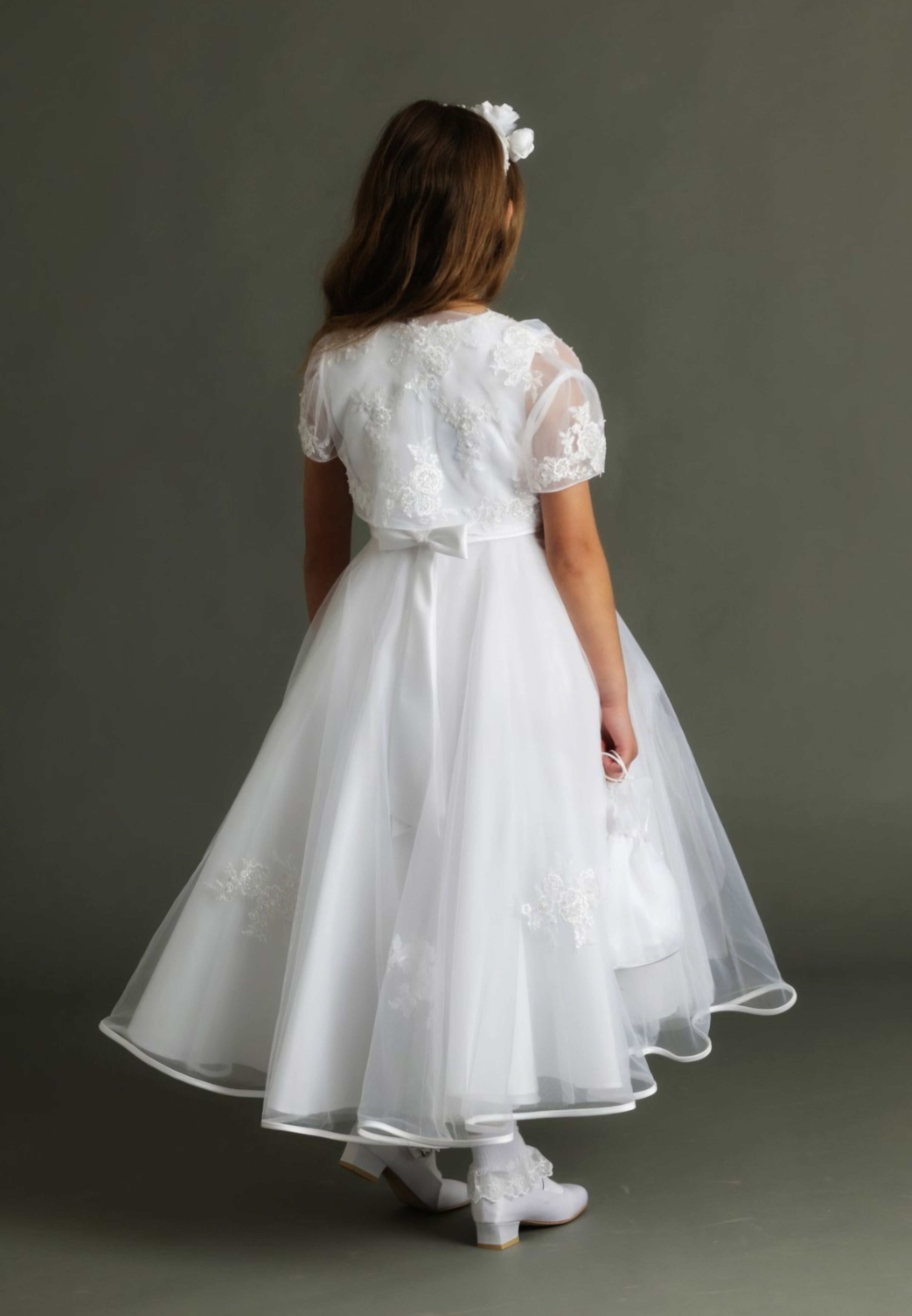 SALE COMMUNION DRESS Celebrations Girls White Communion Dress:- Jelly Tots 2412 Age 8