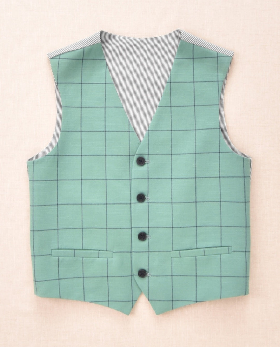 SALE One Varones Boys Green Check Waistcoat:-10-10029R 80