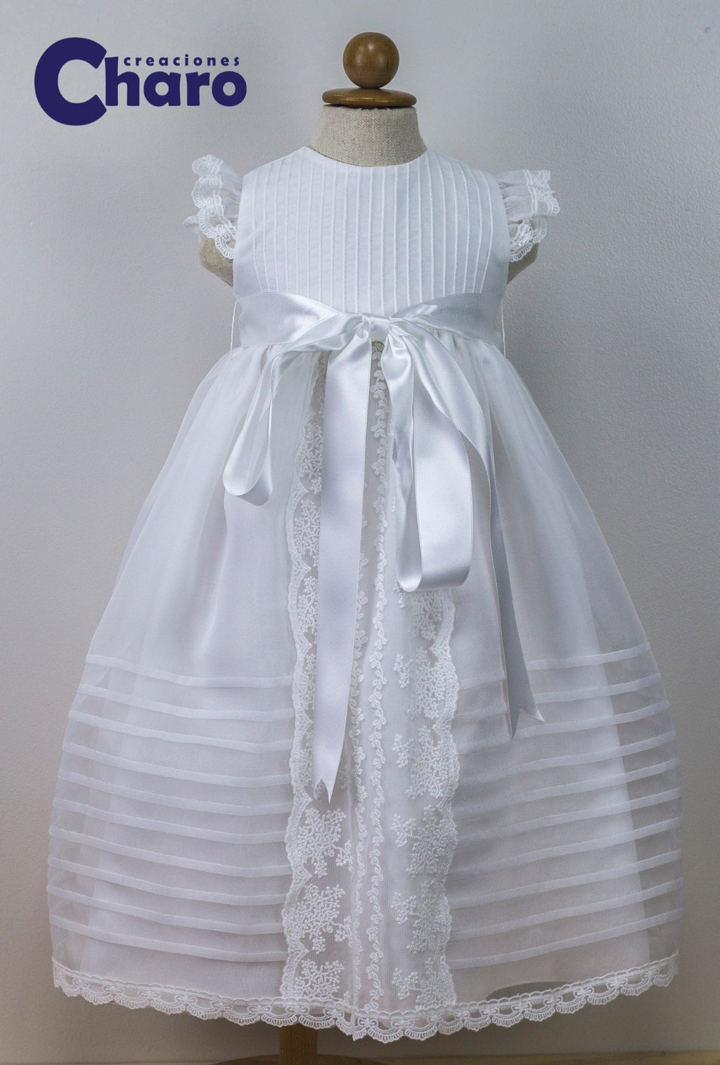 Unisex Charo Faldon Long Dress With Matching Pants:- Off White 463 Christening Gown