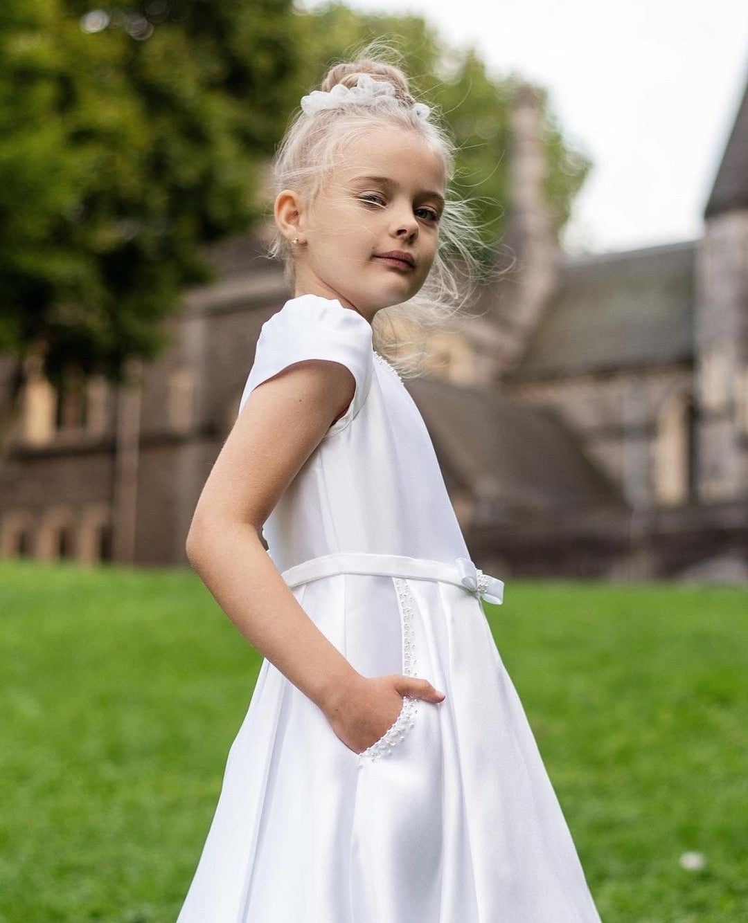 Paula's Communion Girls White Communion Dress:- PJ04