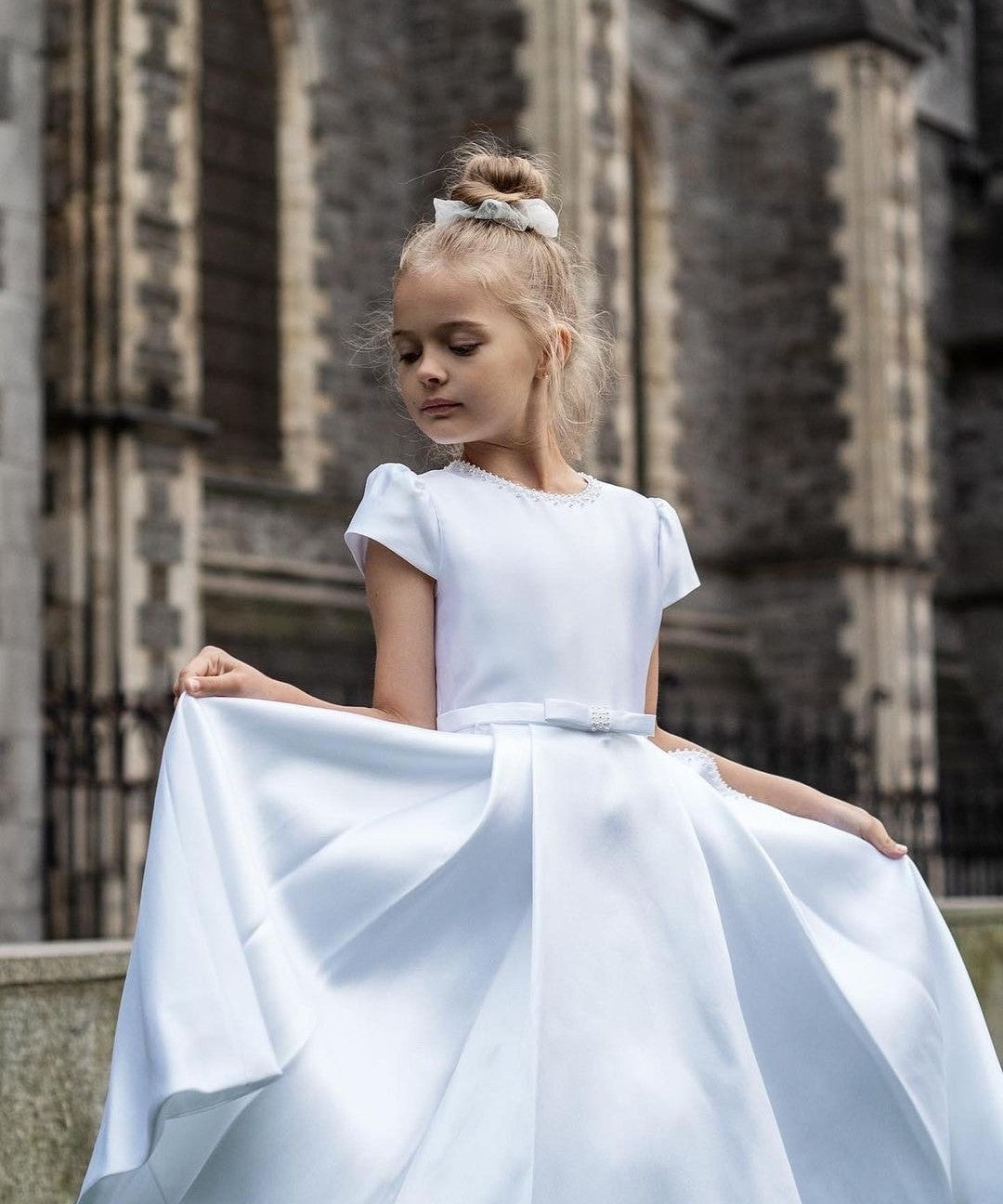 Paula's Communion Girls White Communion Dress:- PJ04