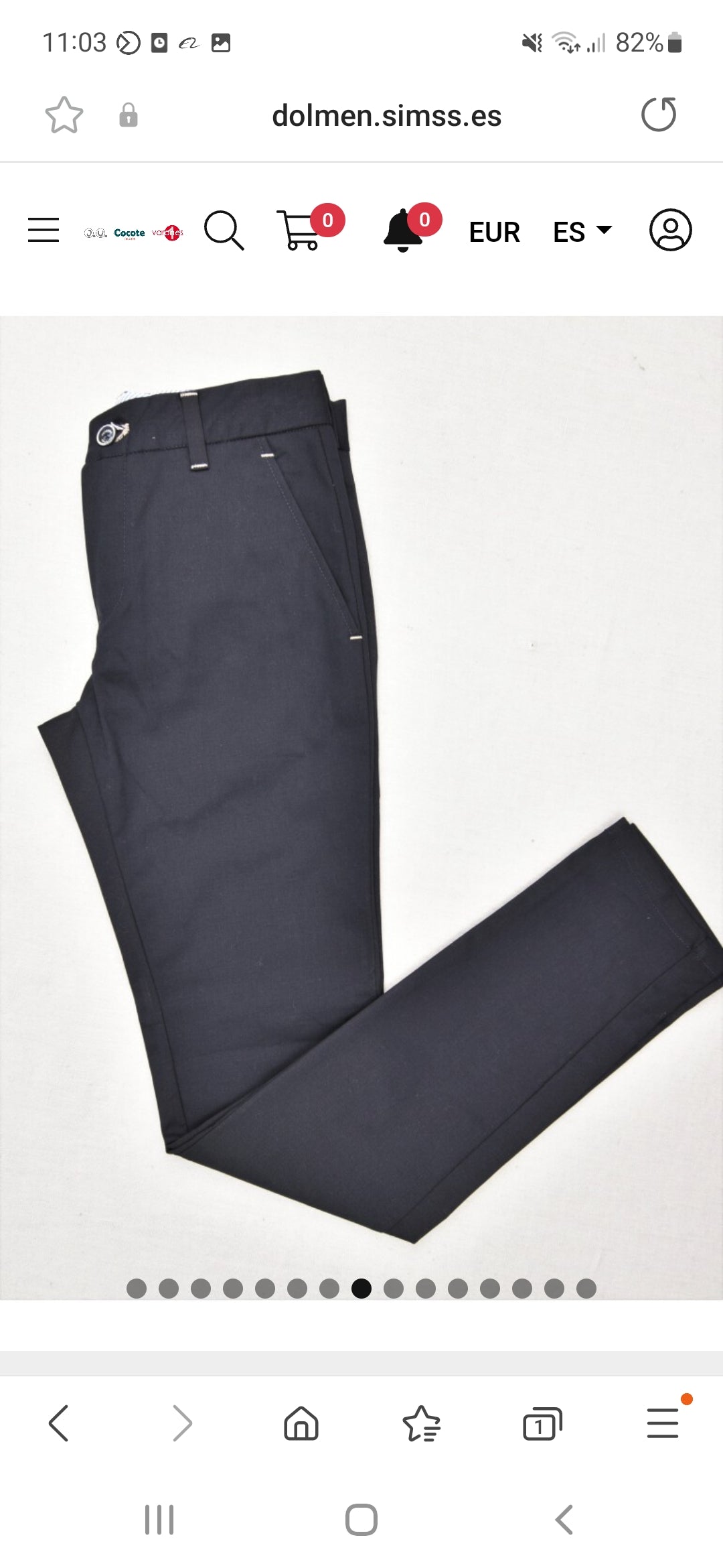 One Varones Boys Navy Slim Leg Trousers:- 10-05042L 07