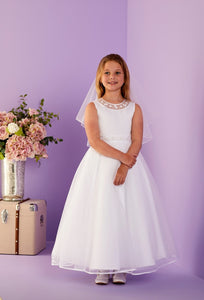 Peridot Girls White Communion Dress:- Bridget