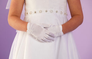Peridot Girls White Communion Gloves:- Agnes