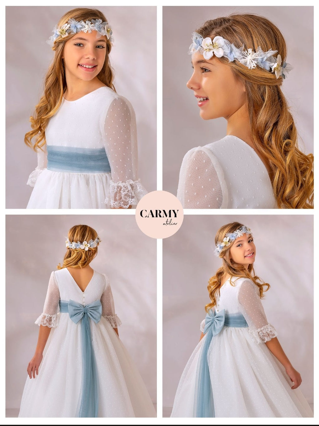 SALE Carmy Girls Holy Communion Dress:- 4100 Age 8 Ballet Length White