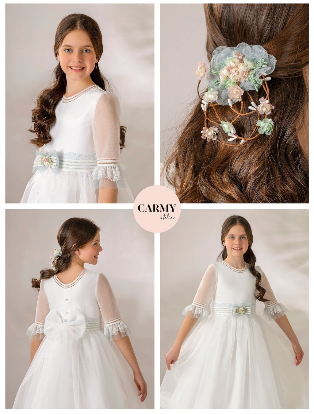 SALE Carmy Girls Holy Communion Dress:- 4128 Age 8 Ballet Length