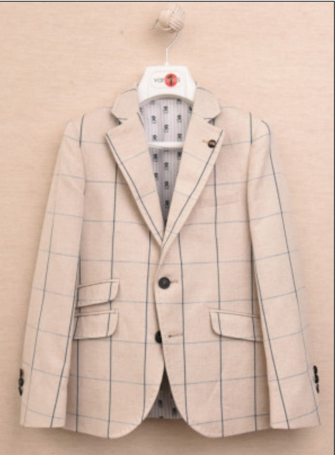 SALE One Varones Boys Beige Check Blazer:- 10-0408352 Age 6