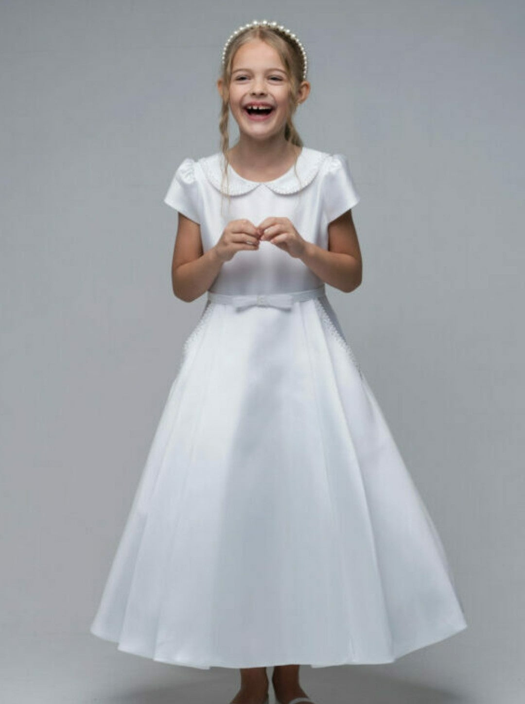 Paula's Communion Girls White Communion Dress:- PJ04PC
