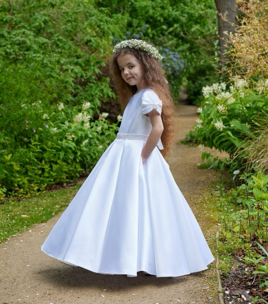 Isabella Girls White Communion Dress:- IS24636