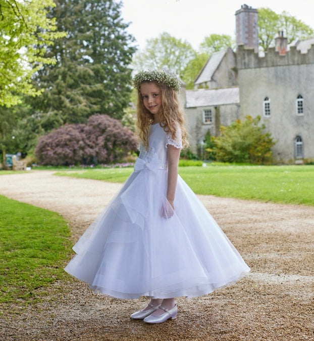 Isabella Girls White Communion Dress:- IS24698