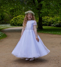 Load image into Gallery viewer, Isabella Girls White Communion Dress:- IS24690
