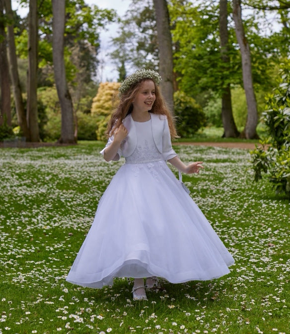 SALE COMMUNION DRESS Girls White Communion Dress:- KO24140/131 Age 10