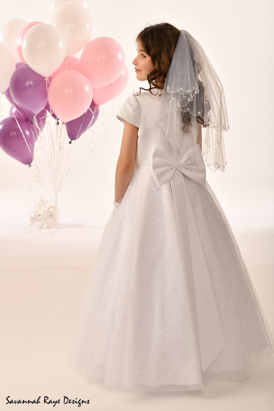 Savannah Raye By Linzi Jay Girls White Communion Dress:- SRD- Kingsley