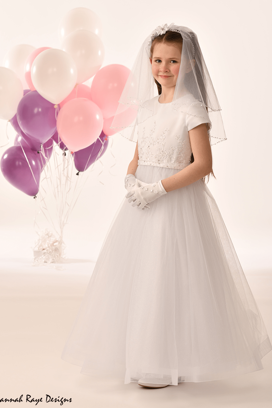 Savannah Raye By Linzi Jay Girls White Communion Dress:- SRD- Sophia