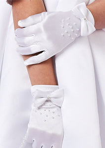 Peridot Girls White Communion Gloves:- Stella
