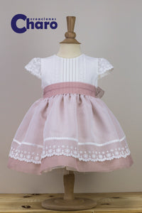 Girls Charo Vestido Dress:- 477 Off White Christening Gown