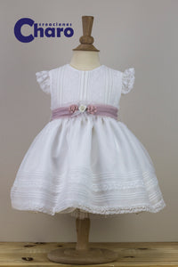 Girls Charo Vestido Dress:- 479 Off White Christening Gown