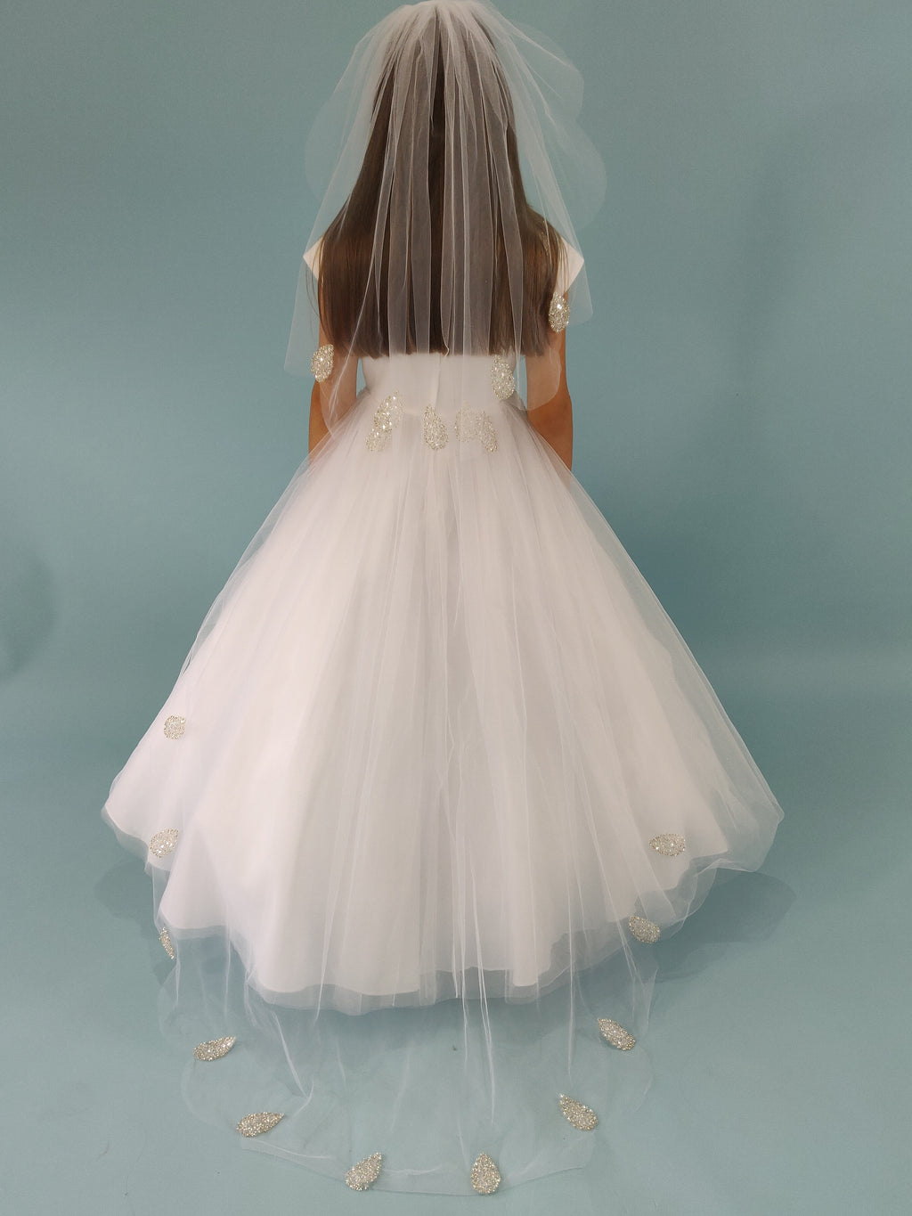 SALE COMMUNION DRESS Linzi Jay Girls White Communion Dress:- Zara Age 6 & 7