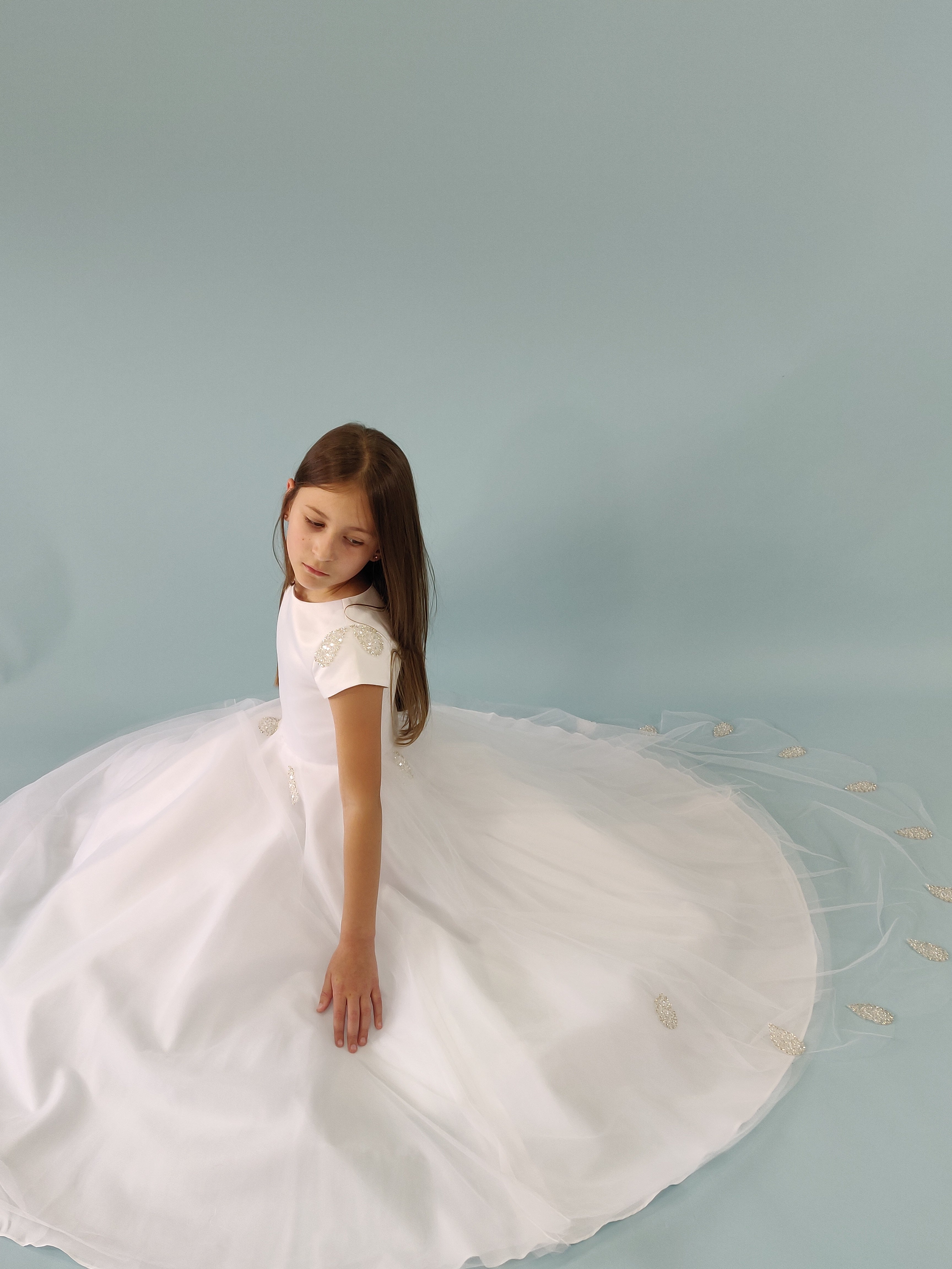 SALE COMMUNION DRESS Linzi Jay Girls White Communion Dress:- Zara Age 6 & 7