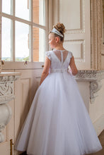 Load image into Gallery viewer, Crystal &amp; Pearl Poliviana White Communion Dress (Tulle Skirt)
