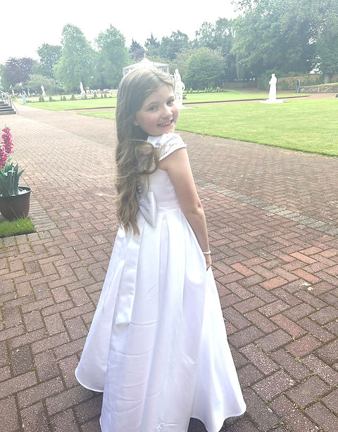 SALE COMMUNION DRESS Crystal & Pearl Isabella White Communion Dress Age 8