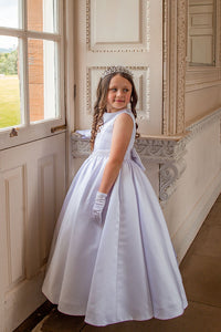 Crystal & Pearl Valentina White Communion Dress (Satin Skirt)