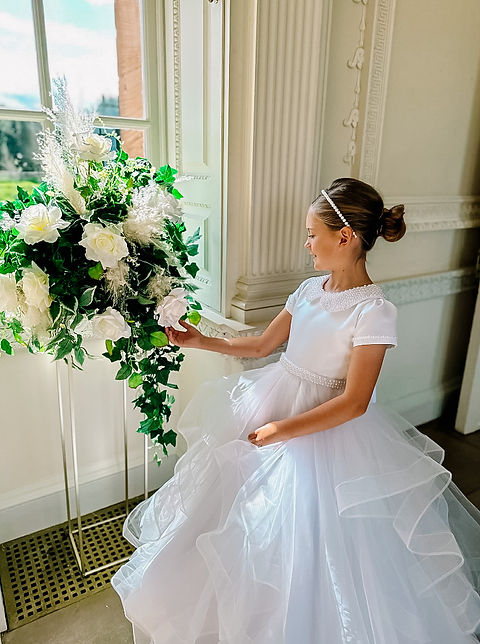 Crystal & Pearl Queen Of Hearts White Communion Dress