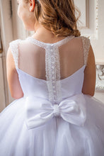 Load image into Gallery viewer, Crystal &amp; Pearl Diva White Communion Dress (Tulle Skirt)
