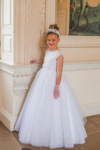Load image into Gallery viewer, Crystal &amp; Pearl Poliviana White Communion Dress (Tulle Skirt)
