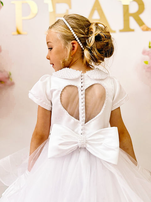 Crystal & Pearl Queen Of Hearts White Communion Dress