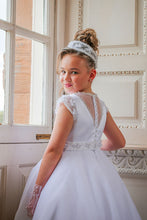 Load image into Gallery viewer, Crystal &amp; Pearl Poliviana White Communion Dress (Tulle Skirt)

