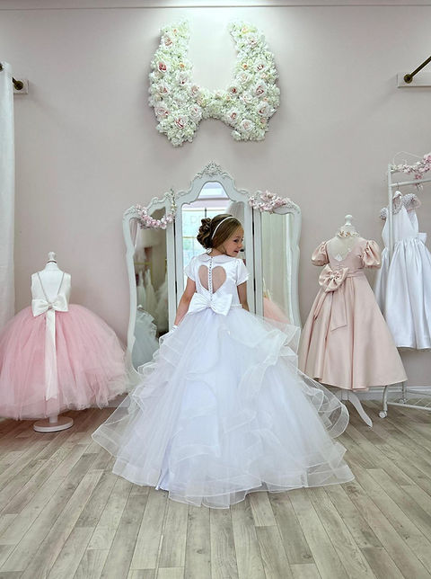 Crystal & Pearl Queen Of Hearts White Communion Dress