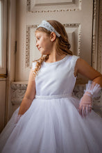 Load image into Gallery viewer, Crystal &amp; Pearl Diva White Communion Dress (Tulle Skirt)
