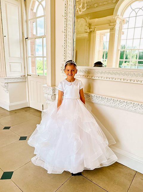 Crystal & Pearl Queen Of Hearts White Communion Dress