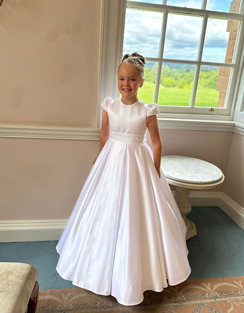 SALE COMMUNION DRESS Crystal & Pearl Isabella White Communion Dress Age 8