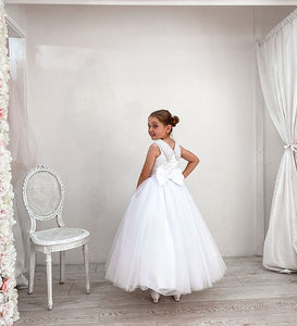 Crystal & Pearl Monroe White Communion Dress (Tulle Skirt)