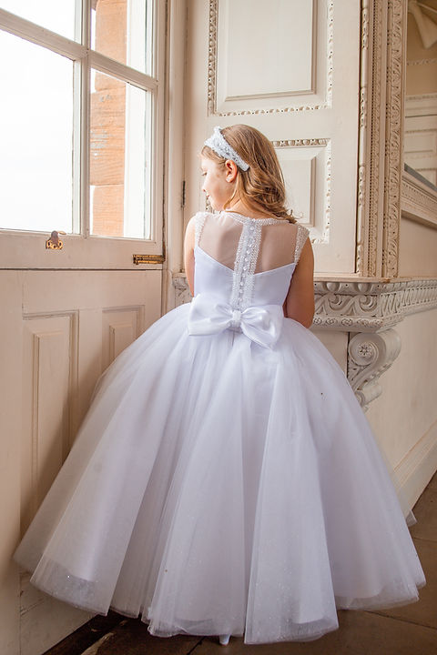 Crystal & Pearl Diva White Communion Dress (Tulle Skirt)