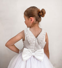 Load image into Gallery viewer, Crystal &amp; Pearl Monroe White Communion Dress (Tulle Skirt)
