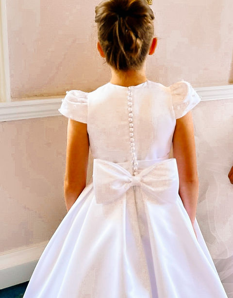 SALE COMMUNION DRESS Crystal & Pearl Isabella White Communion Dress Age 8