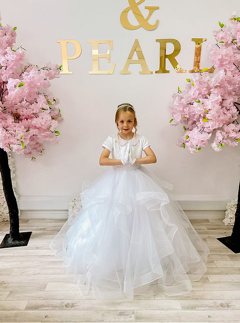 Crystal & Pearl Queen Of Hearts White Communion Dress